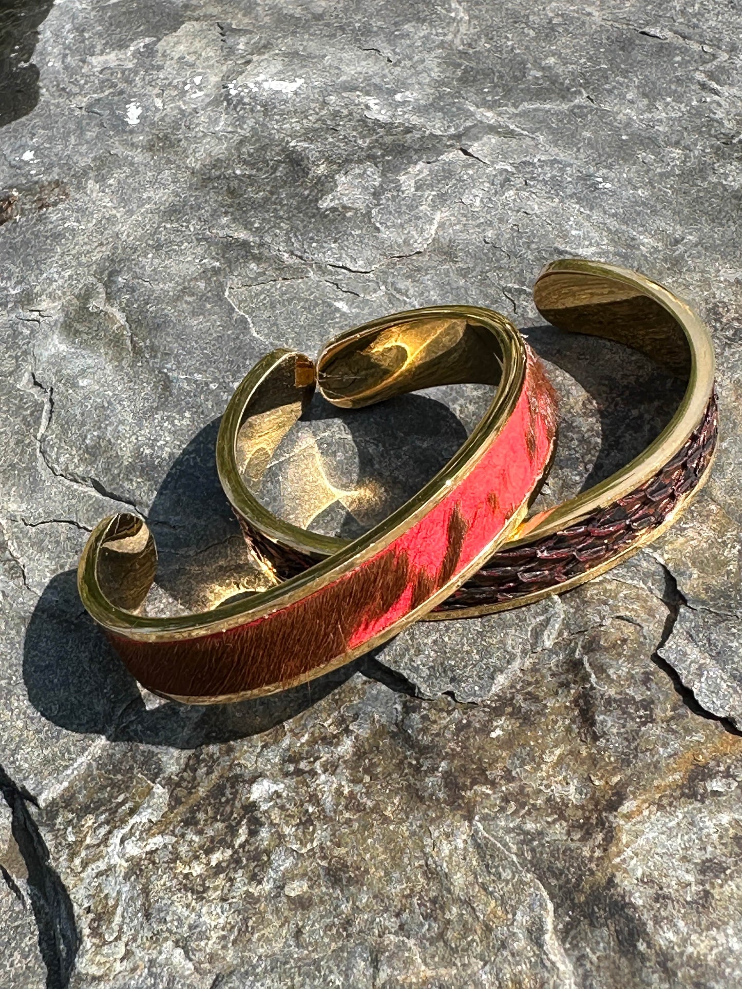 Bridger Leather Cuff Bracelet 24K Gold Plated Cuff Bracelets