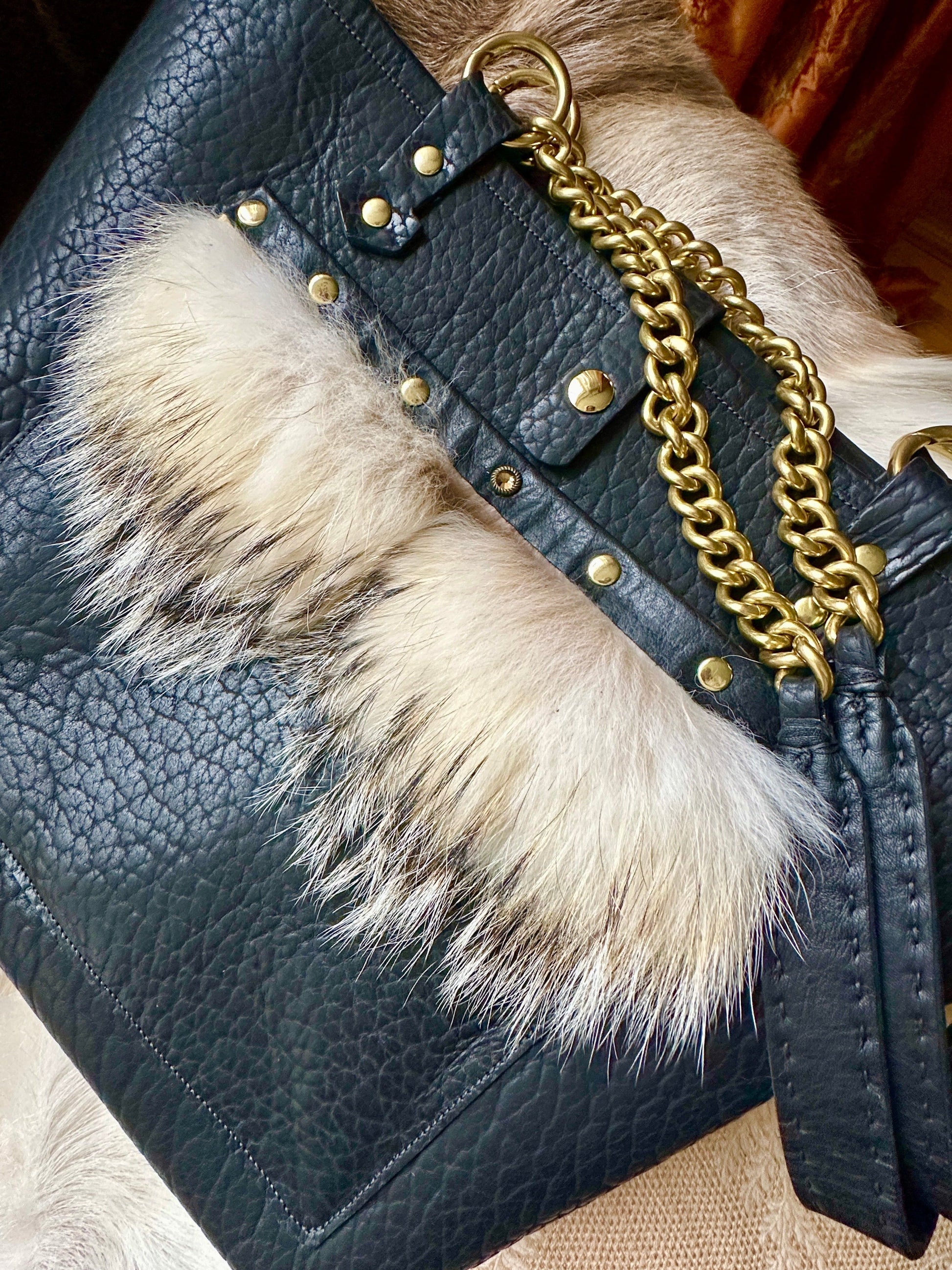 Bridger Leather Tote Badger Fur Trimmed Tote | As Seen in Cowboys & Indians