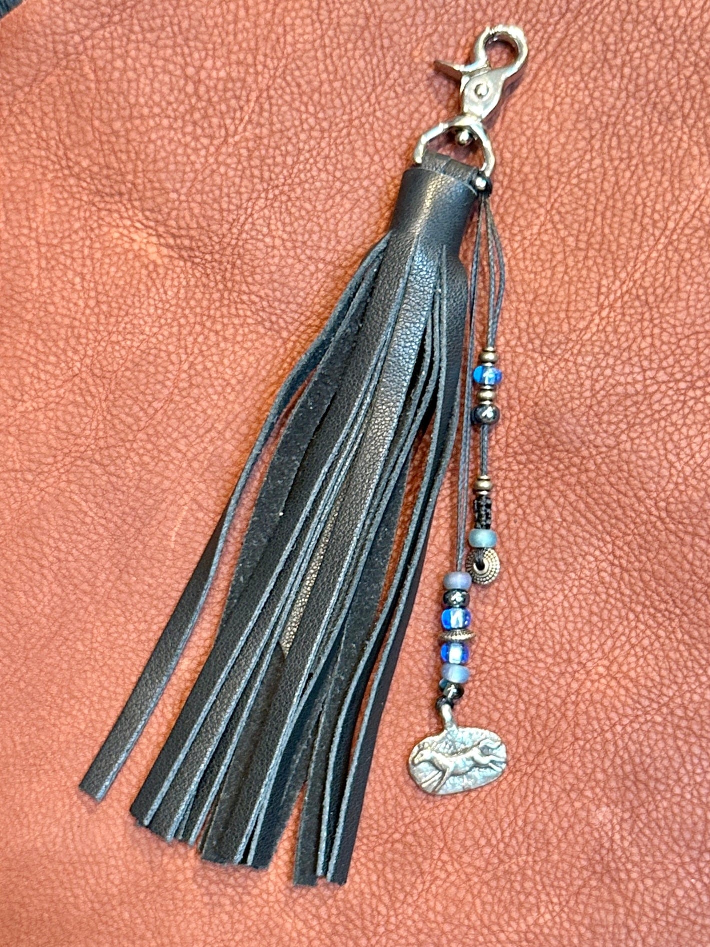 Bridger Leather Leather Tassels Black / Running Horse Bag Tassels