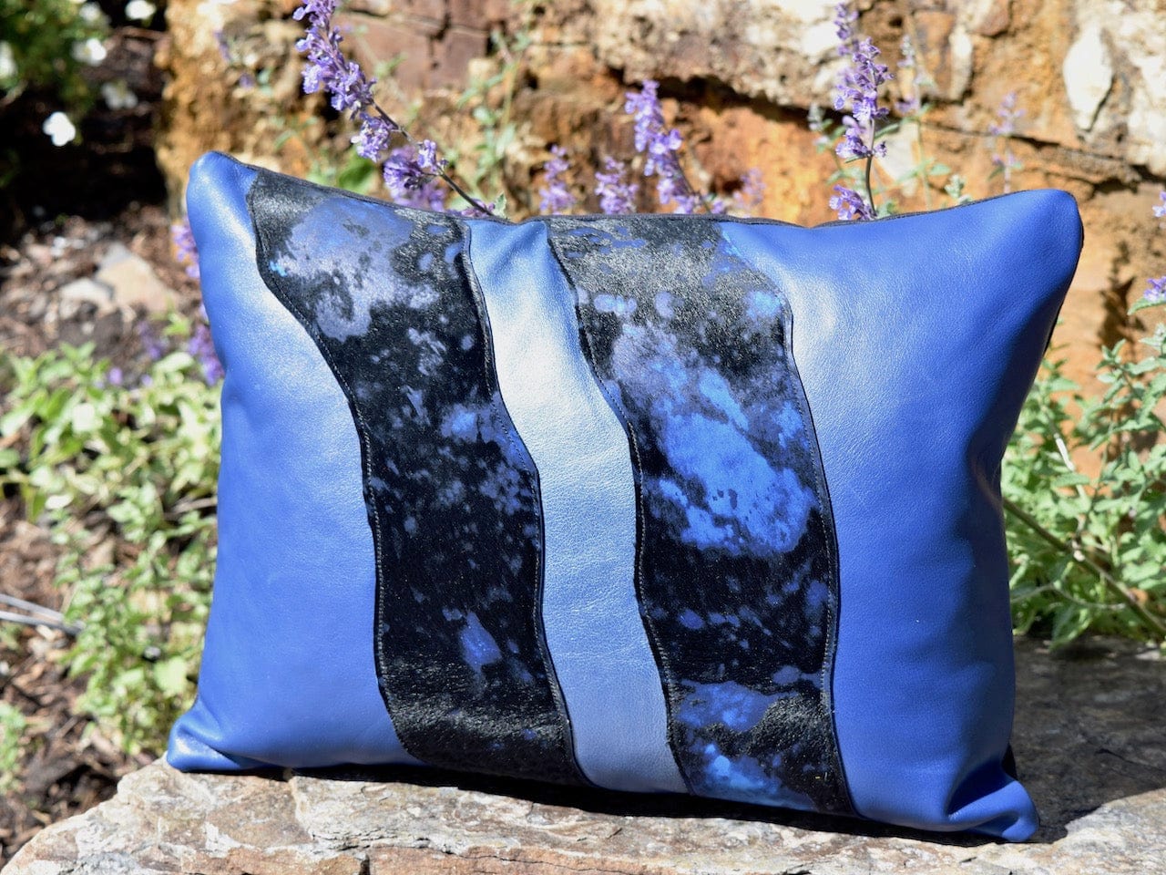 Bridger Leather Pillow Double Wave Pillow Blue Wave Pillow Set