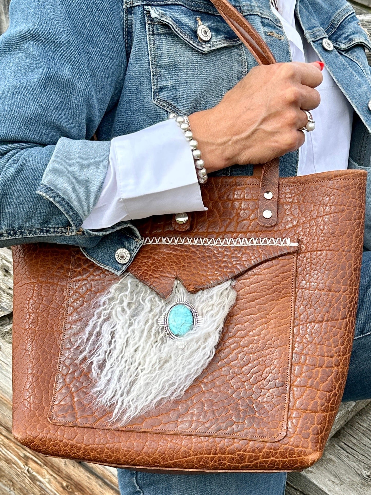 Bridger Leather Tote Bridger Tote | With Turquoise Medallion