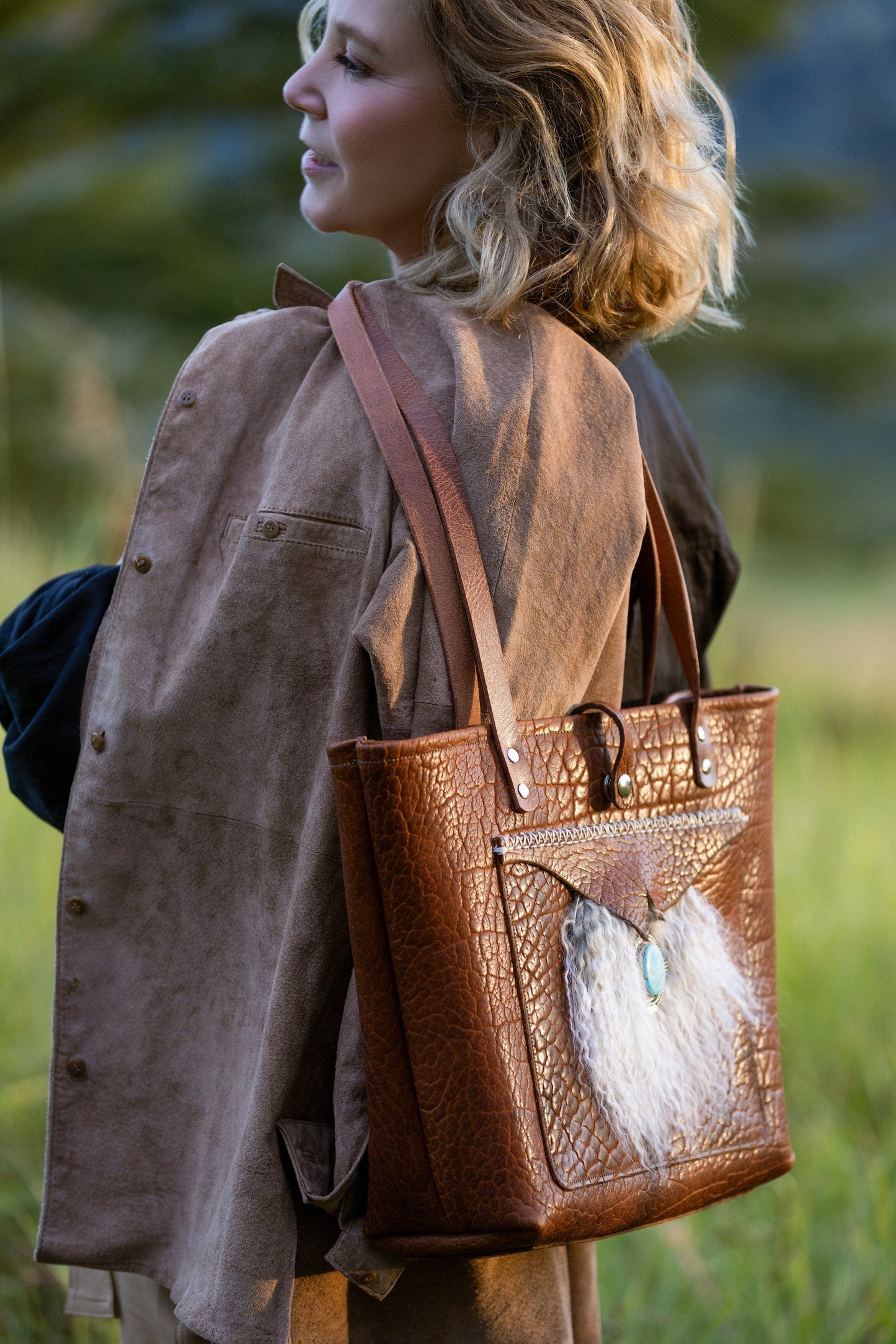 Bridger Leather Tote Bridger Tote | With Turquoise Medallion