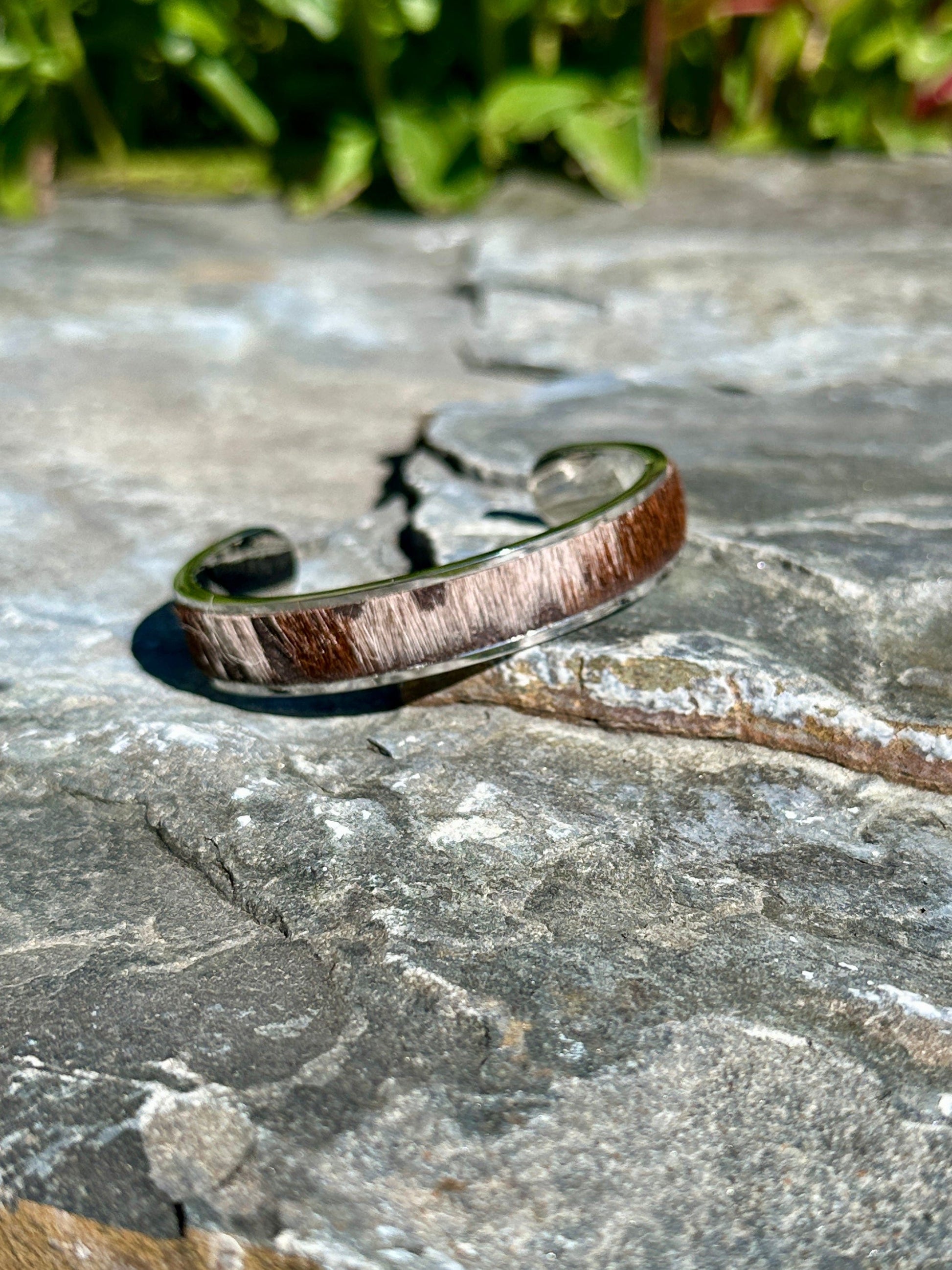 Bridger Leather Cuff Bracelet Tan and Brown Hair Hide Cuff Bracelets - Stainless Steel with Leather or Hair Hide