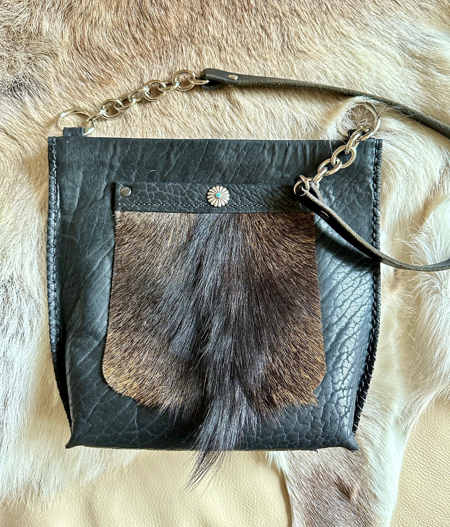 Bridger Leather Little Fawn Shoulder Bag with Goat Pocket