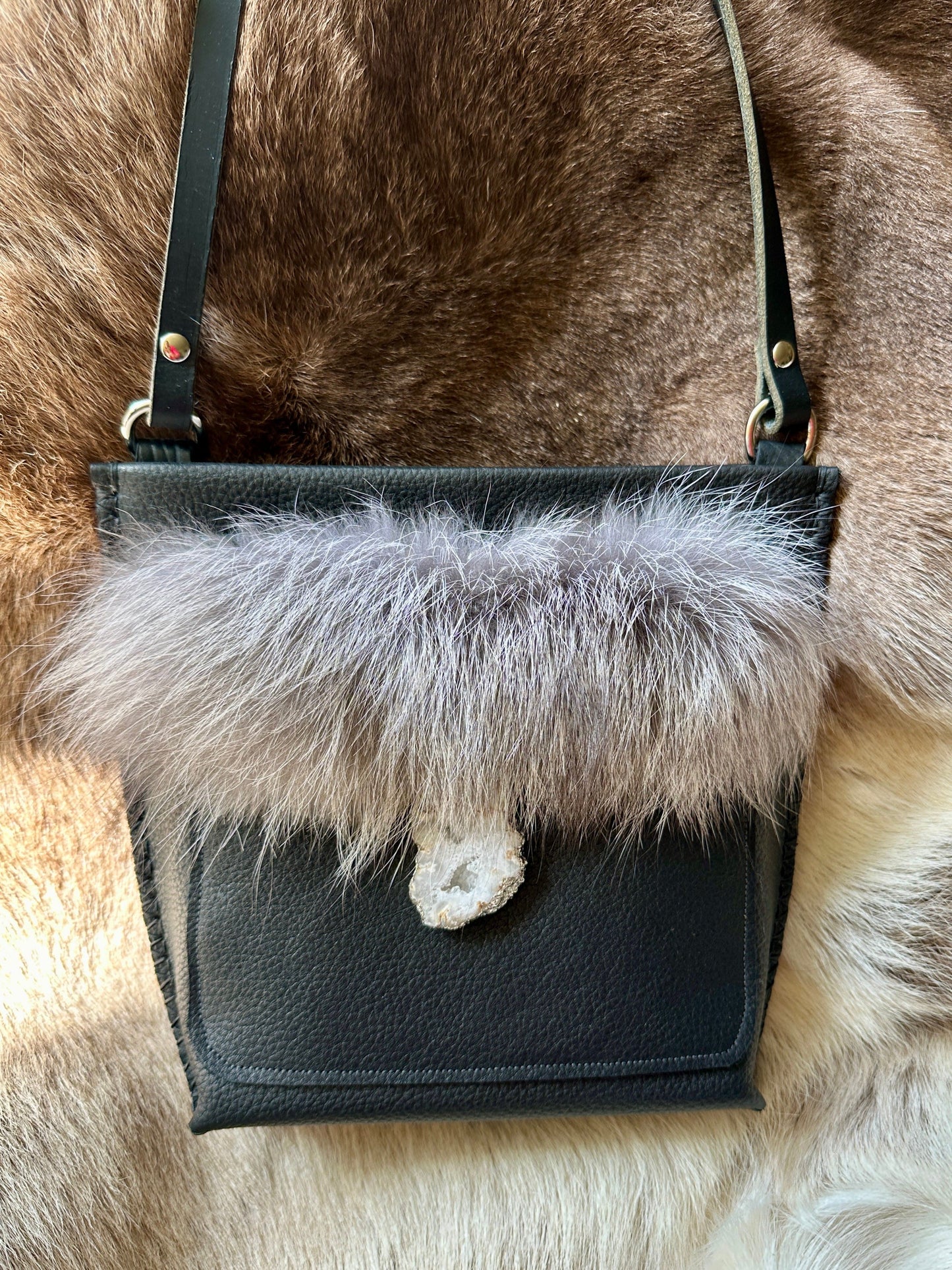 Bridger Leather Crossbody Bag Little Fawn Silver Fox