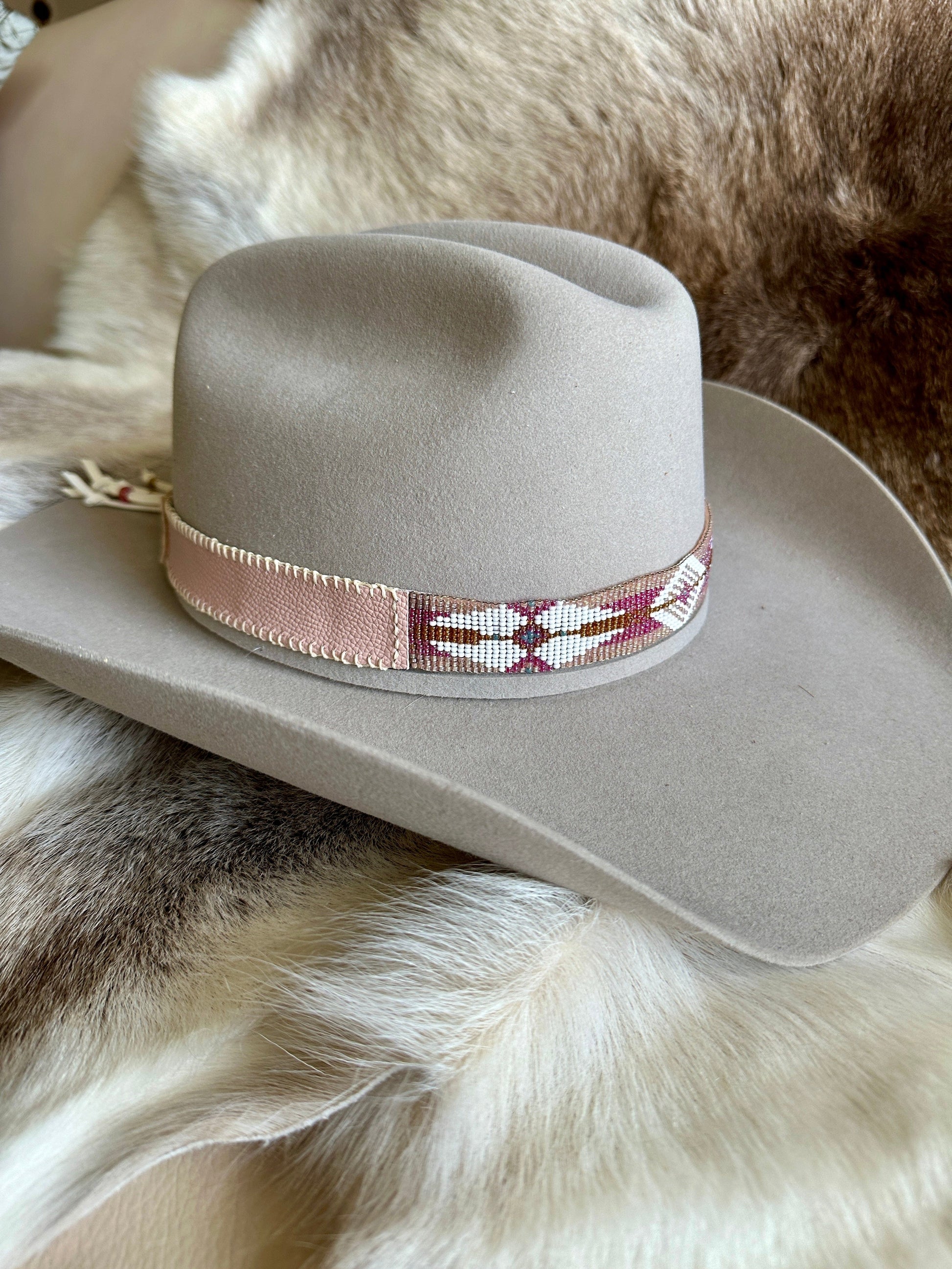 Bridger Leather Pretty In Pink Hatband