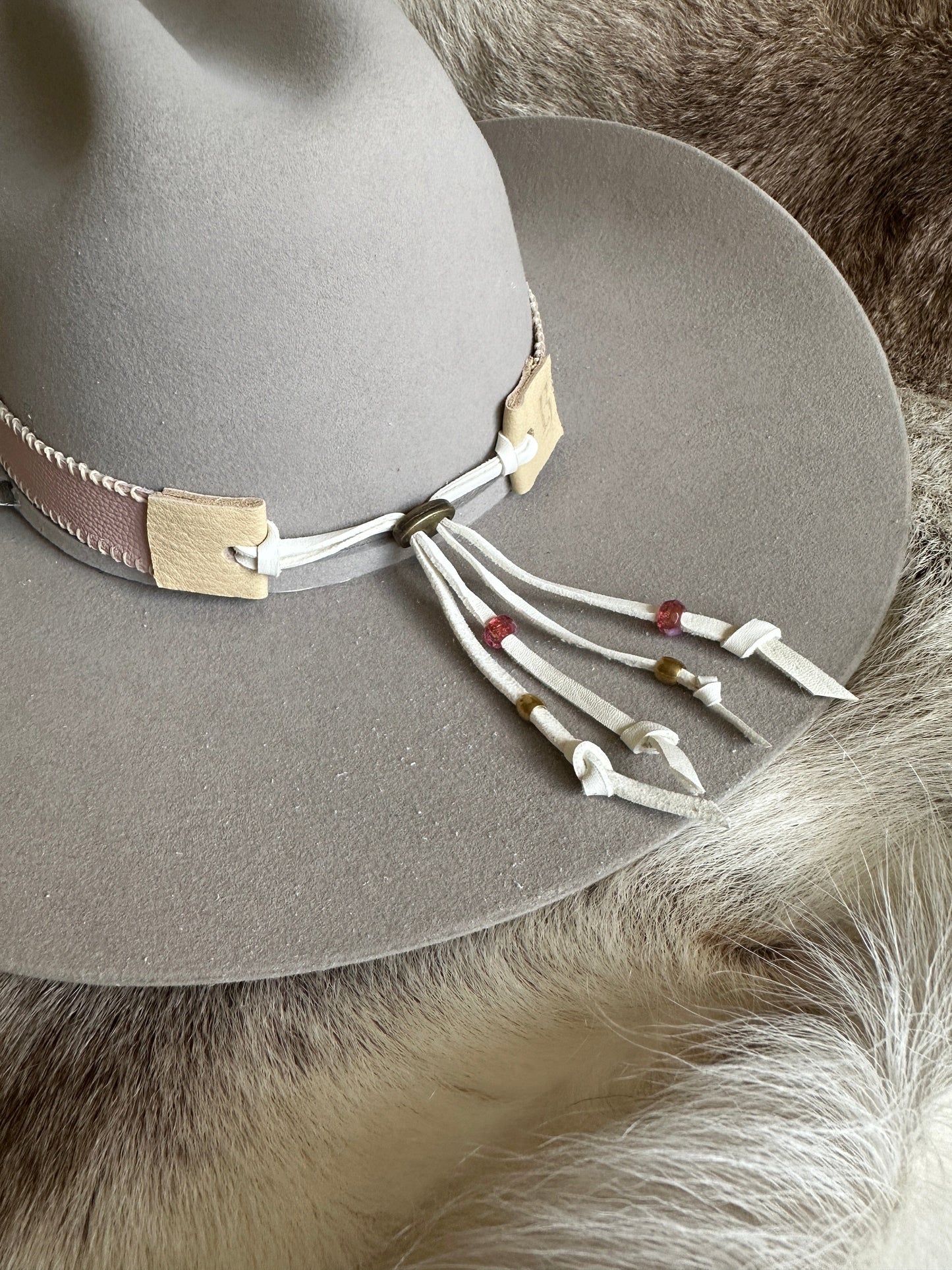 Bridger Leather Pretty In Pink Hatband