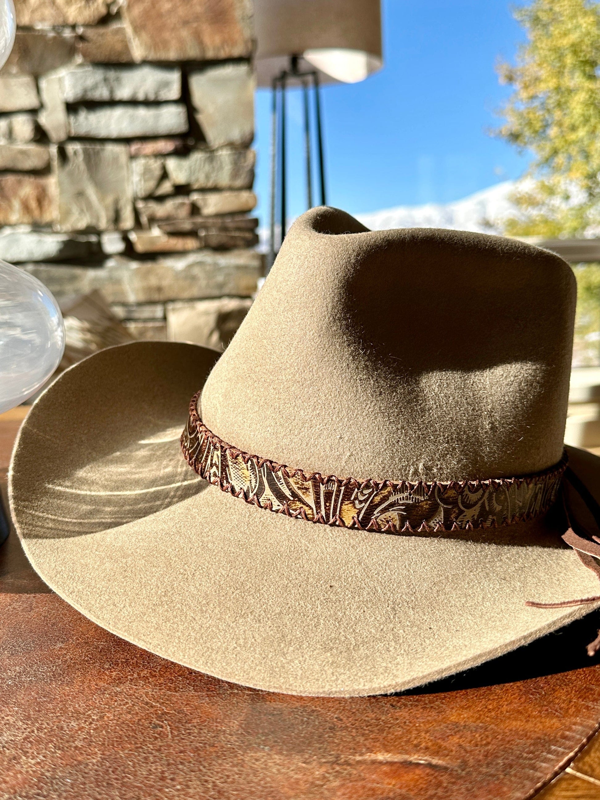 Bridger Leather Western Embossed Leather Hatband