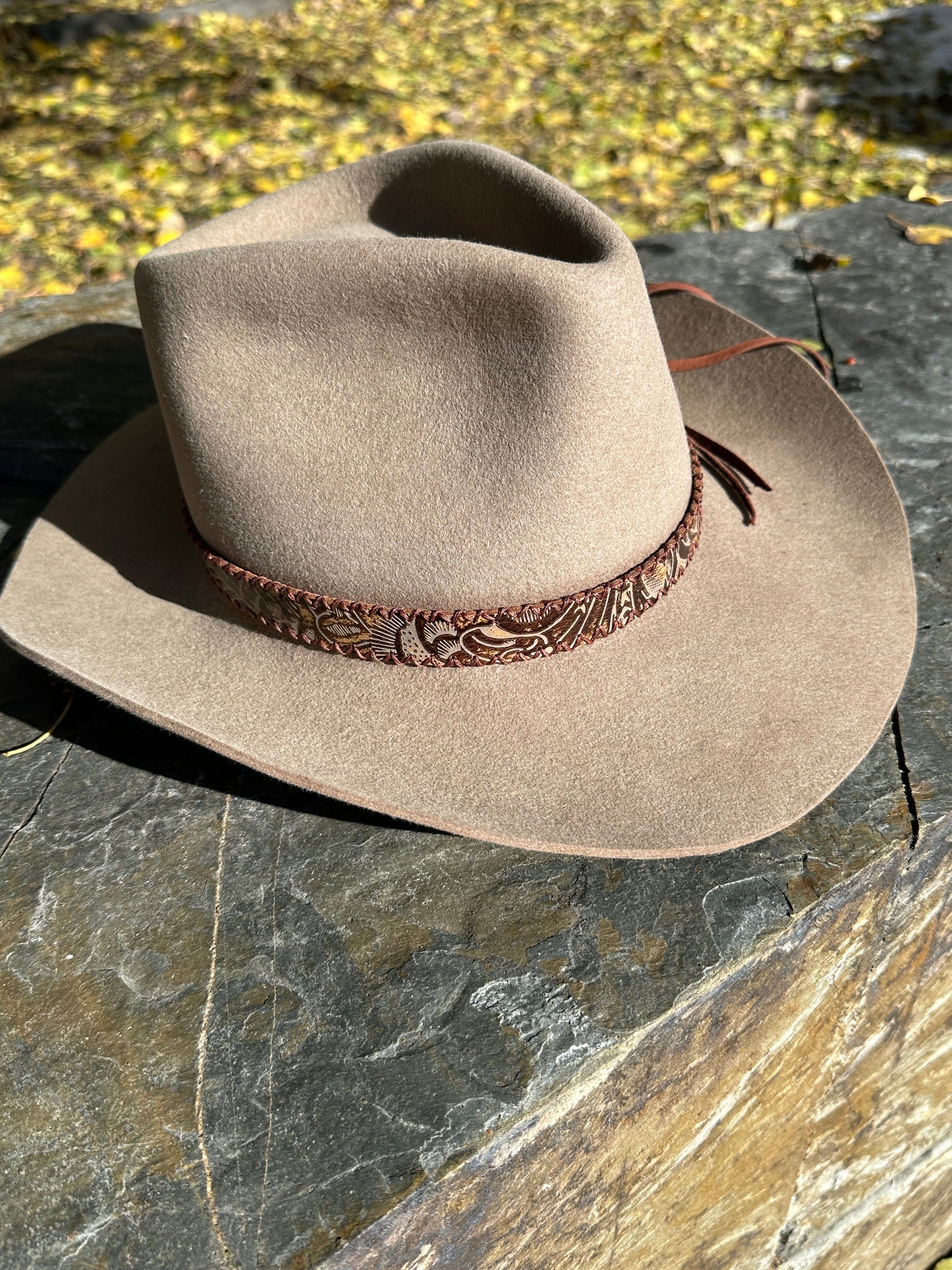 Bridger Leather Western Embossed Leather Hatband