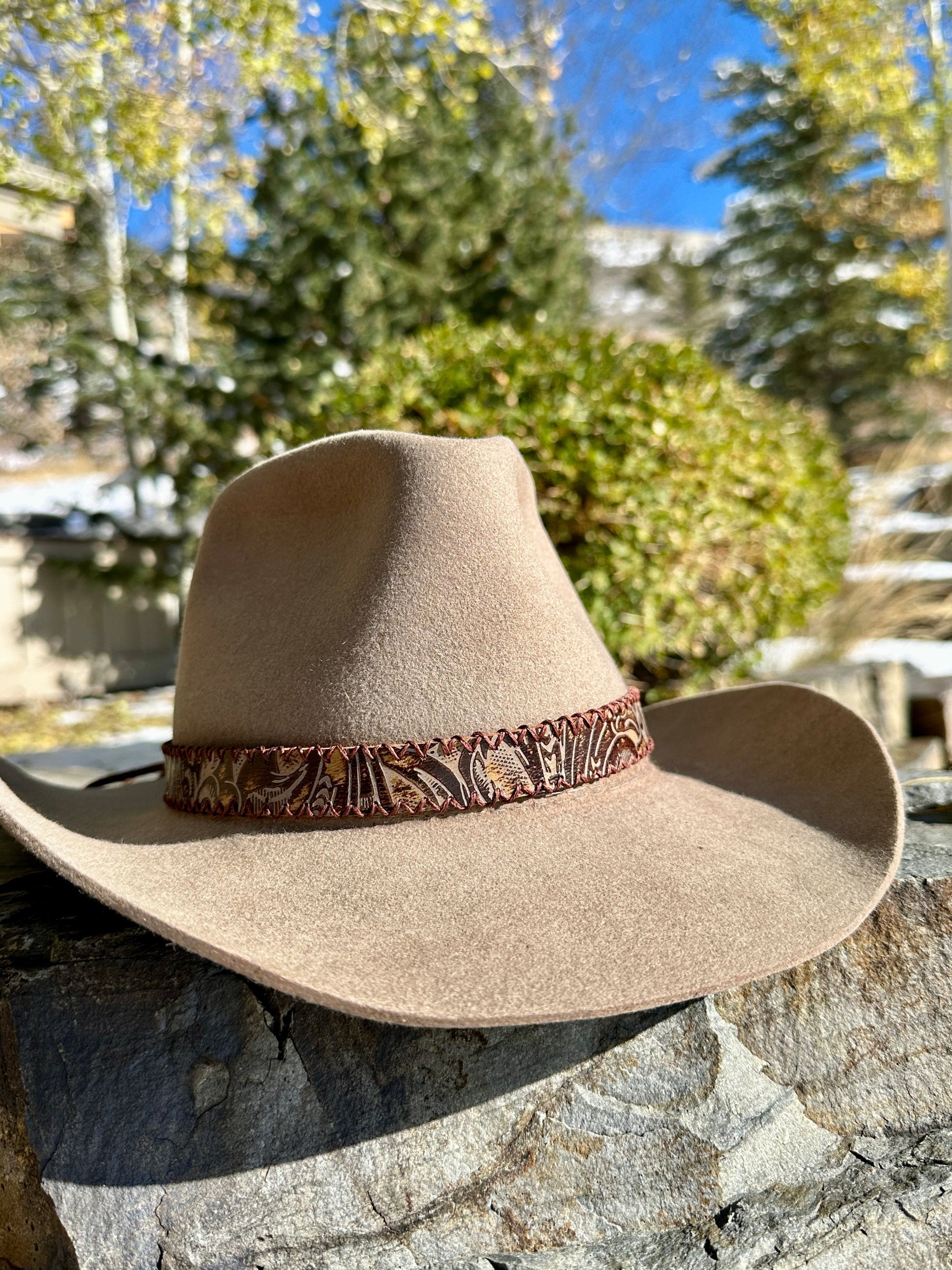 Bridger Leather Western Embossed Leather Hatband