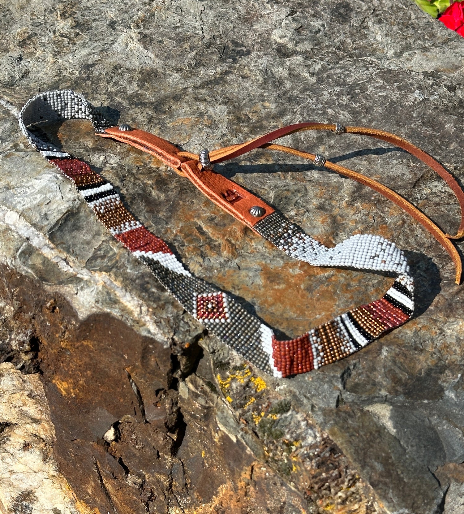 beaded hatband inspired by the harlequin duck